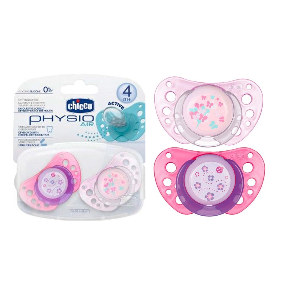 CHICCO LAZA GIOTTO PHYSIO AIR OD SILIKONA ROZE 6-12M 2KOM 