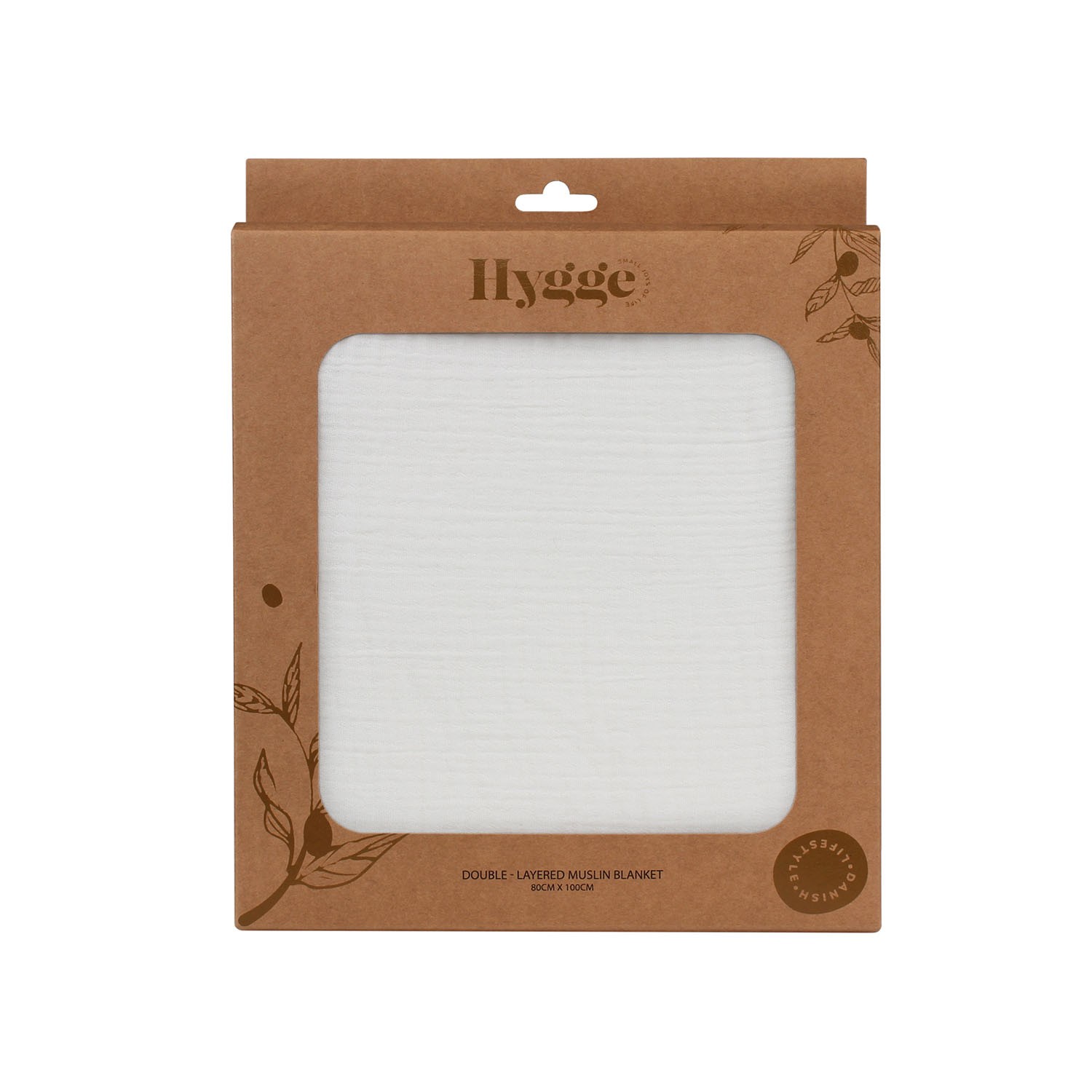 HYGGE PREKRIVAC OD MUSLINA, DVOSLOJAN, LIGHT ECROU, 100X80CM 