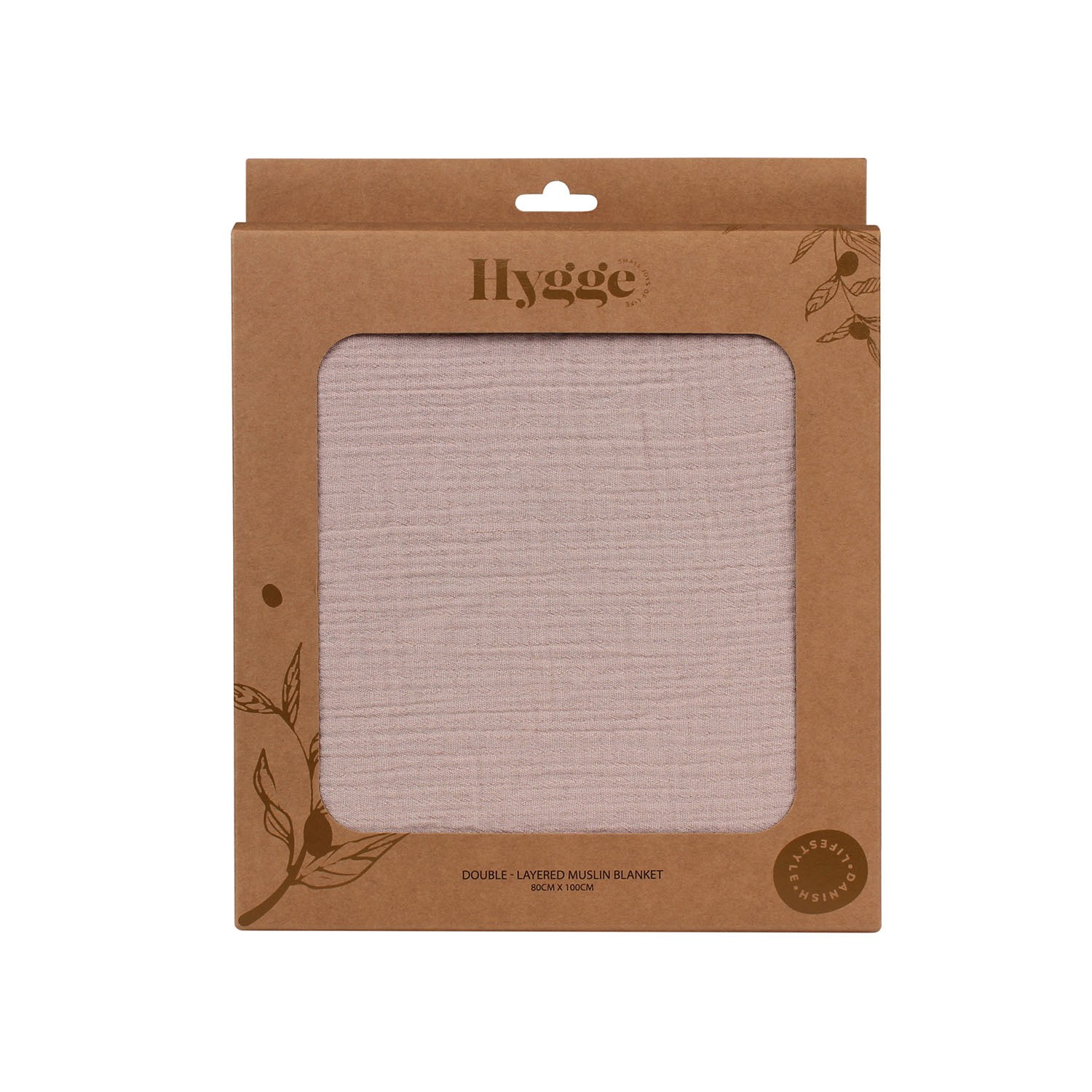 HYGGE PREKRIVAC OD MUSLINA, DVOSLOJAN, COOKIE BEIGE, 100X80CM 