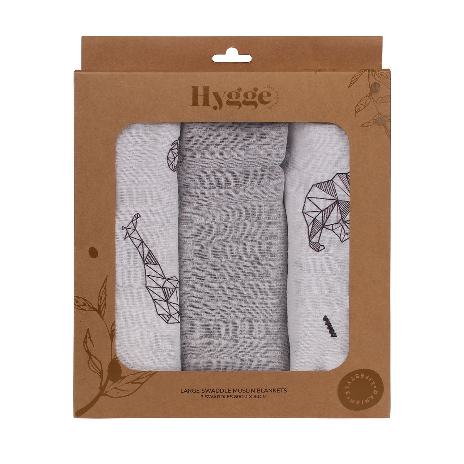 HYGGE TETRA PELENA OD MUSLINA MISTY GREY 3 KOM 80X80CM 