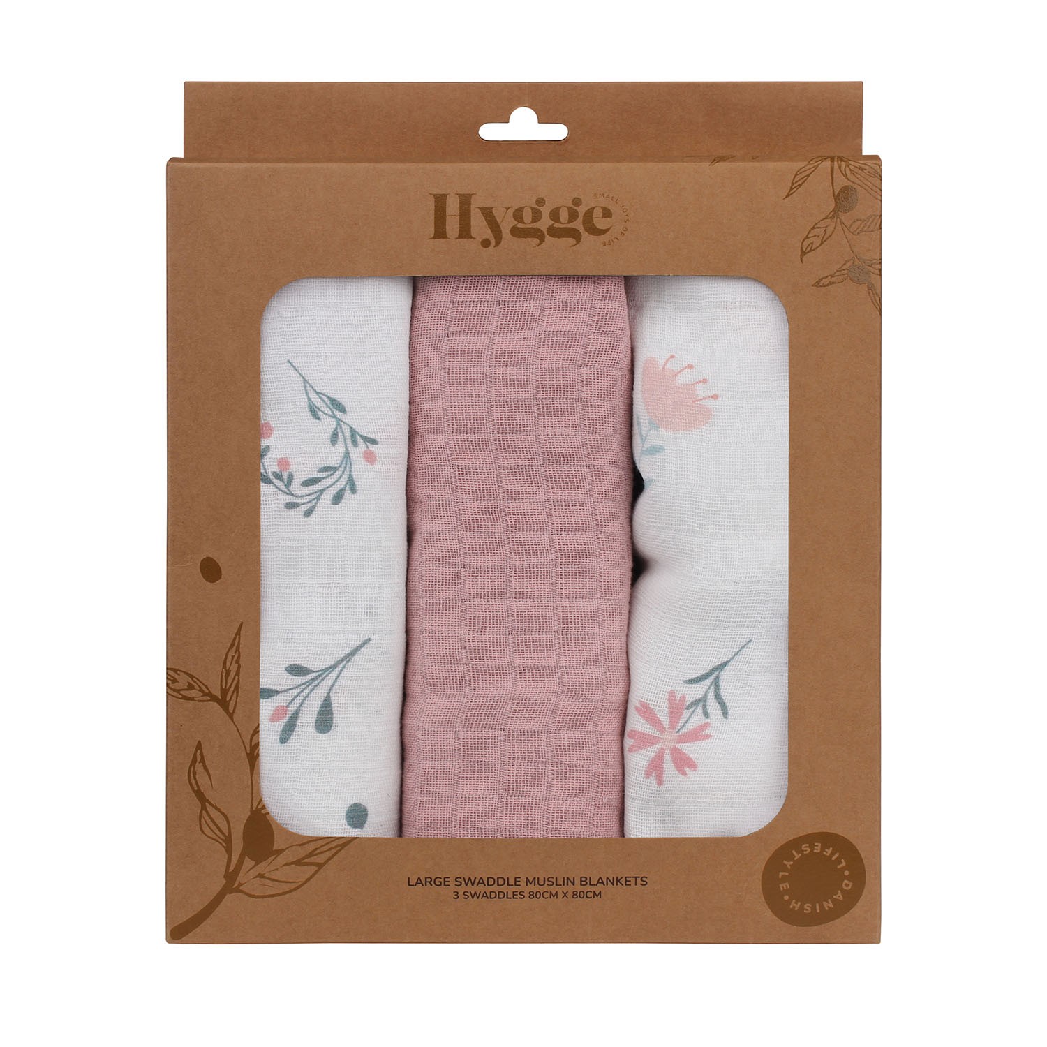 HYGGE TETRA PELENA OD MUSLINA DUSTY ROSE 3 KOM 80X80CM 