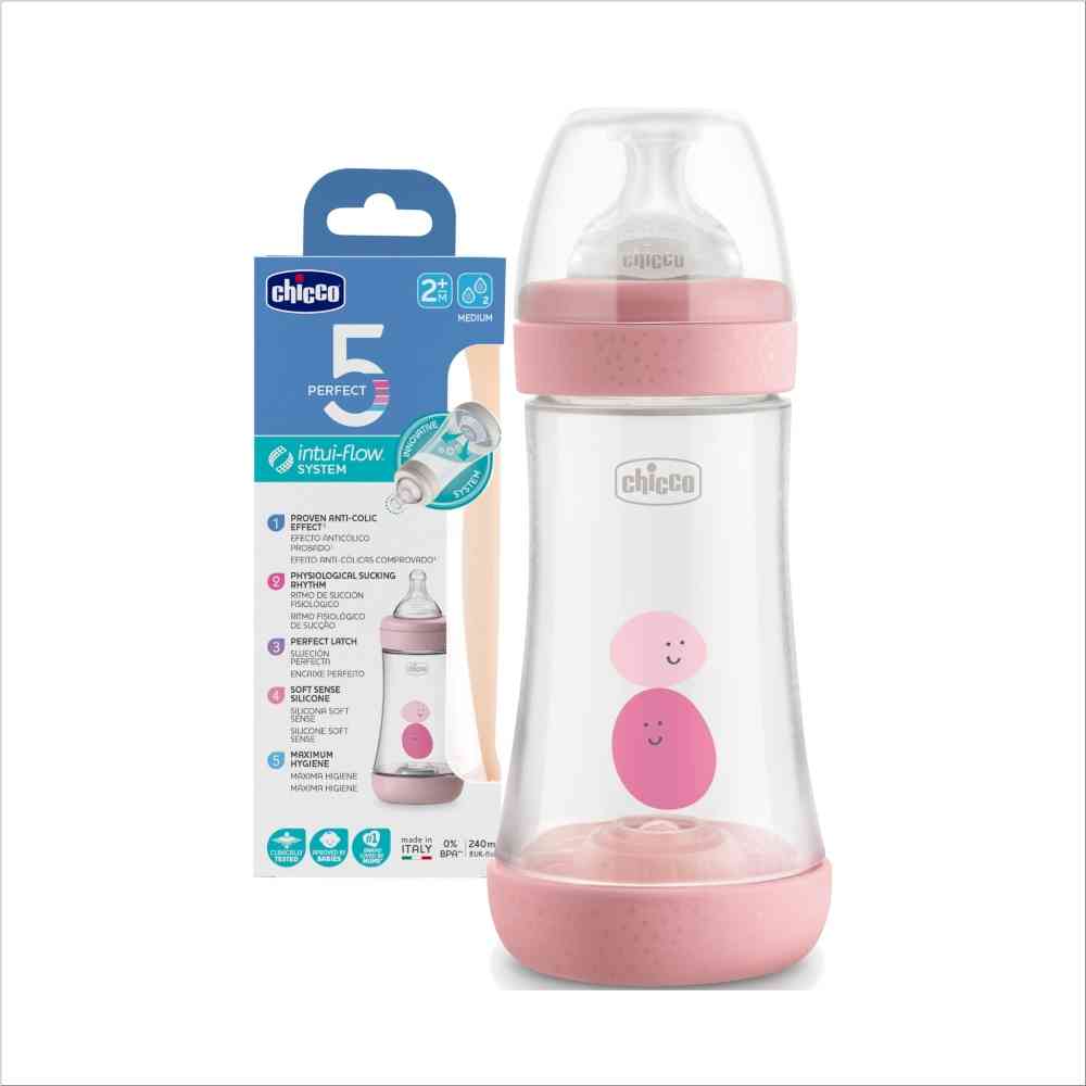 CHICCO BOCICA PERFECT5 240 ML, 2M+, ROZA 