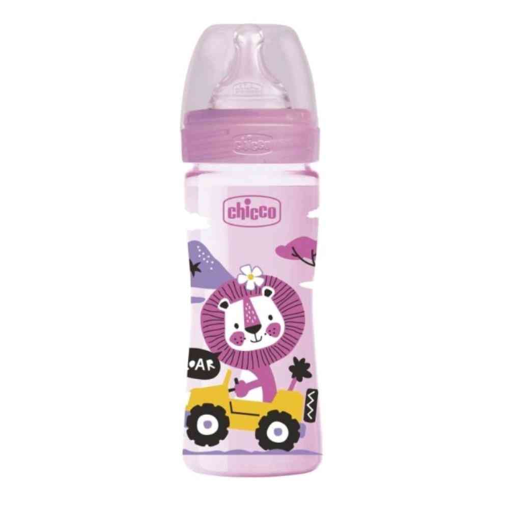 CHICCO PLASTICNA BOCICA WELL BEING, ANTIC.,250 ML,2 RUPE,2M+,ROZA