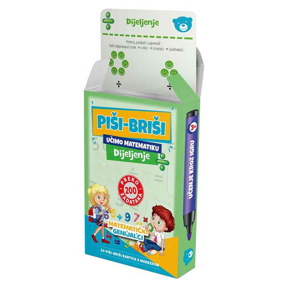 EDUKATIVNE KARTE PISI-BRISI+MARKER:DIJELJENJE 