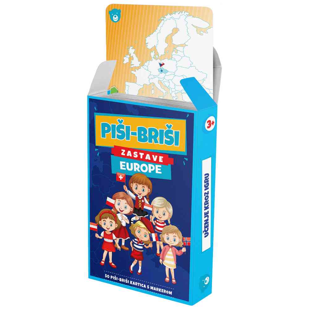 EDUKATIVNE KARTE PISI-BRISI: ZASTAVE EUROPE+MARKER 