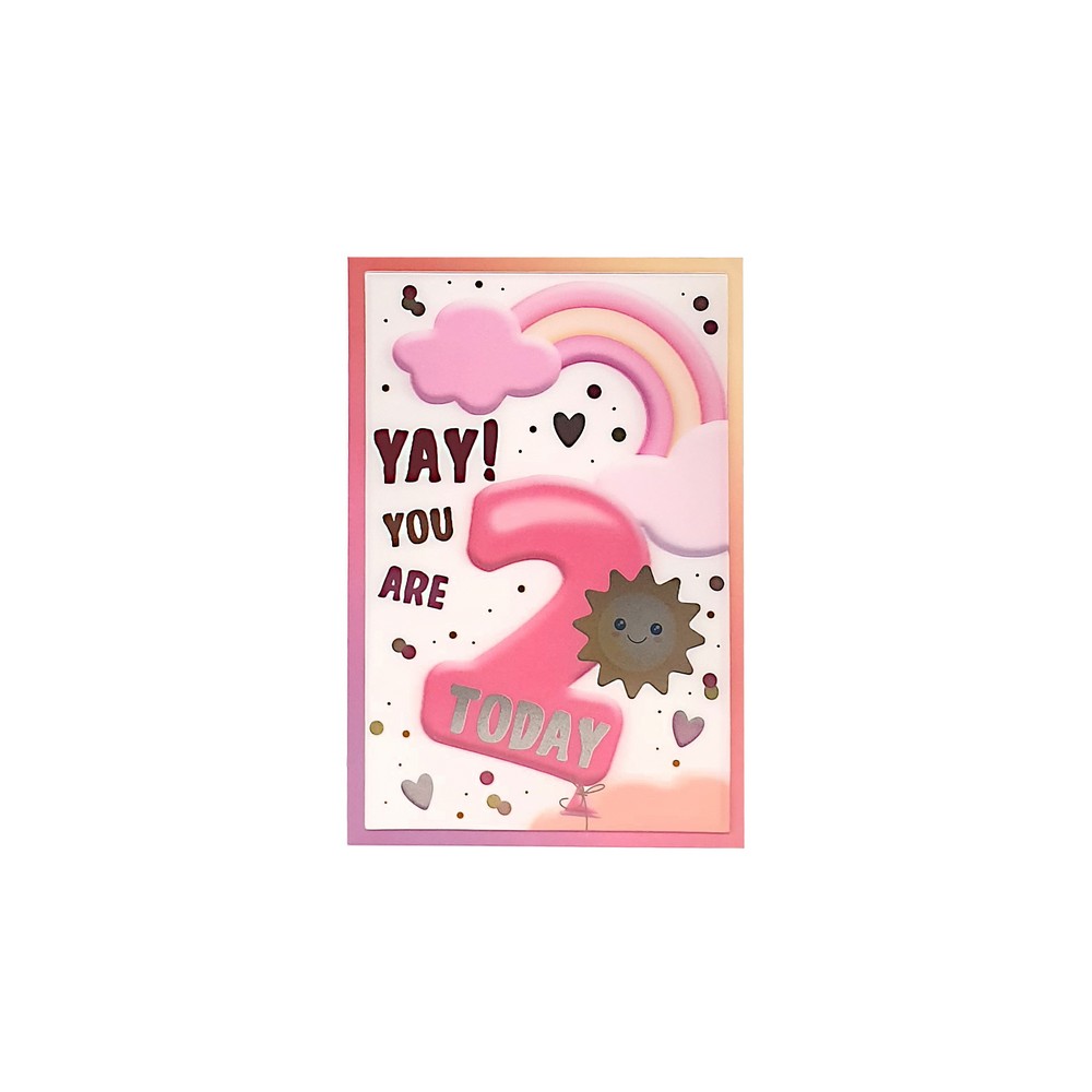 TMS18823 cESTITKA 3D HOOREY YAY! YOU ARE 2 TODAY (GIRL) 