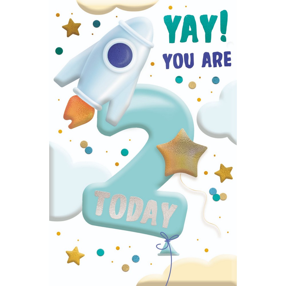 TMS18830 cESTITKA 3D HOOREY YAY! YOU ARE 2 TODAY (BOY) 