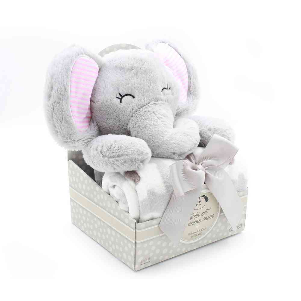 YD533707 SWEET DREAMS SET ZA NJEŽNE SNOVE IGRAČKA SLONIĆ SIVI