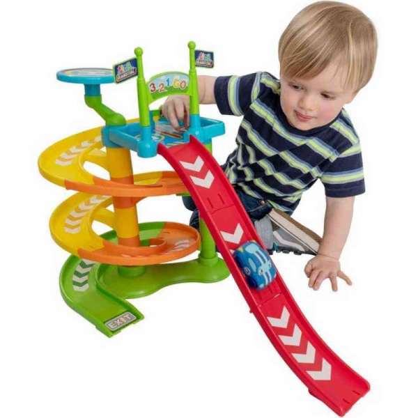 HL1425002 TINY TEAMSTERZ BEEP AND GO TWISTING TOWER + 1 CAR SET 