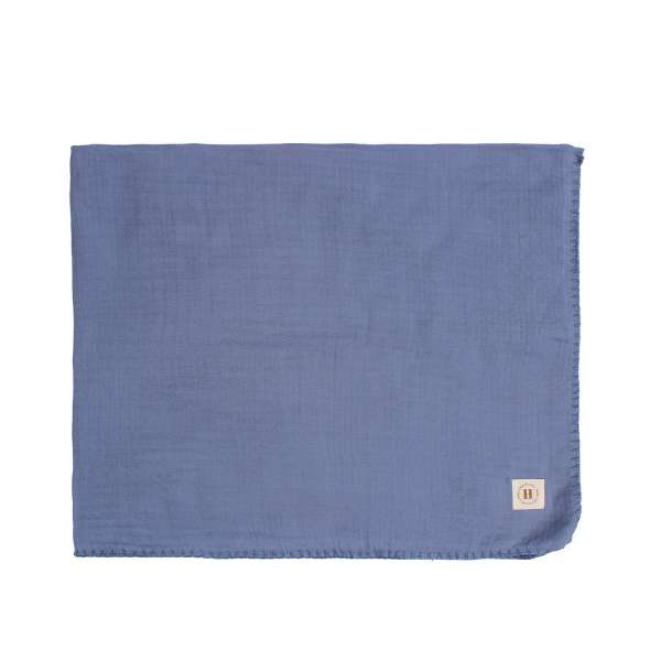 HYGGE PREKRIVAC OD MUSLINA, DVOSLOJAN, INDIGO BLUE, 100X80CM 