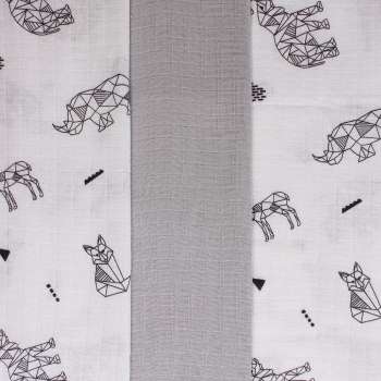 HYGGE TETRA PELENA OD MUSLINA MISTY GREY 3 KOM 80X80CM 