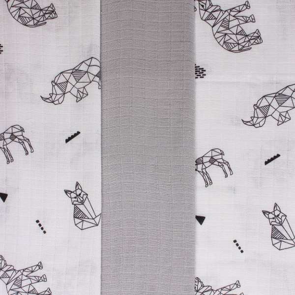 HYGGE TETRA PELENA OD MUSLINA MISTY GREY 3 KOM 80X80CM 