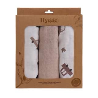 HYGGE TETRA PELENA OD MUSLINA COOKIE BEIGE 3 KOM 80X80CM 