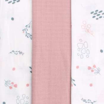 HYGGE TETRA PELENA OD MUSLINA DUSTY ROSE 3 KOM 80X80CM 