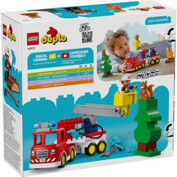 LEGO DUPLO FIRE TRUCK WITH HOSE AND FIRE 