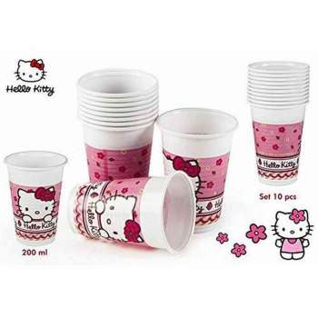 SET 10 PLASTICNIH CASA 220 ML HELLO KITTY 