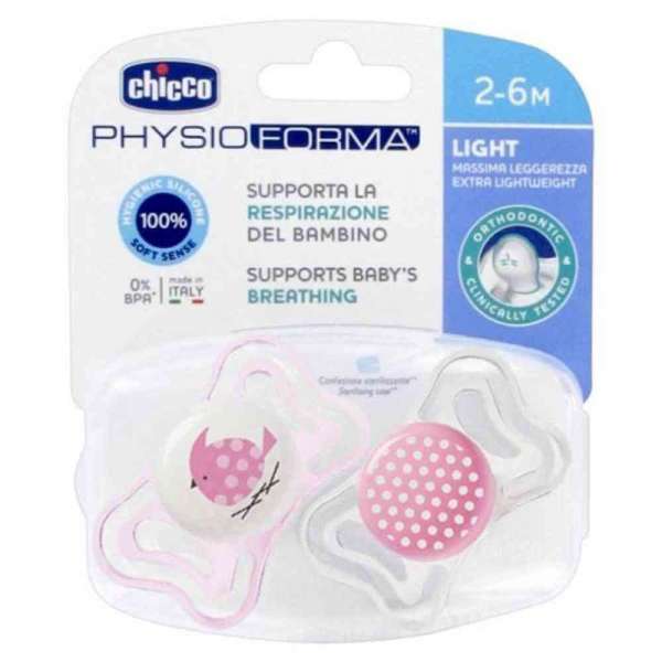 CHICCO DUDA PHYSIO LIGHT, 2M-6M, ROZA, 2PCS 