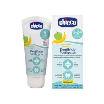 CHICCO PASTA ZA ZUBE, JABUKA I BANANA,50 ML,6M+, FLOURID 