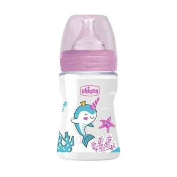 CHICCO PLASTICNA BOCICA WELL BEING, ANTIC.,150 ML,1 RUPA,0M+,ROZA 