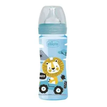 CHICCO PLASTICNA BOCICA WELL BEING, ANTIC.,250 ML,2 RUPE,2M+,PLAVA 