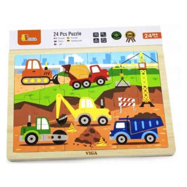 DRVENE PUZZLE RADNA VOZILA-24 KOM