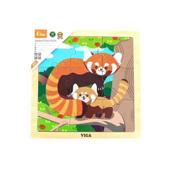 44625 DRVENE PUZZLE CRVENA PANDA-9 KOM 