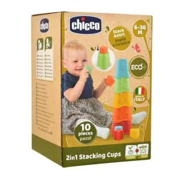 CHICCO ECO IGRAČKA SLAGANJE ČAŠA 2u1, 6-36 M 