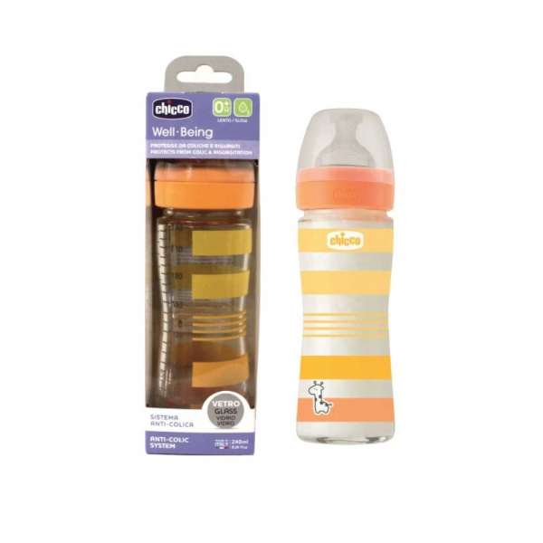 CHICCO STAKLENA BOCICA WELL BEING,ANTIC., 240 ML,1 RUPA, 0M+ 