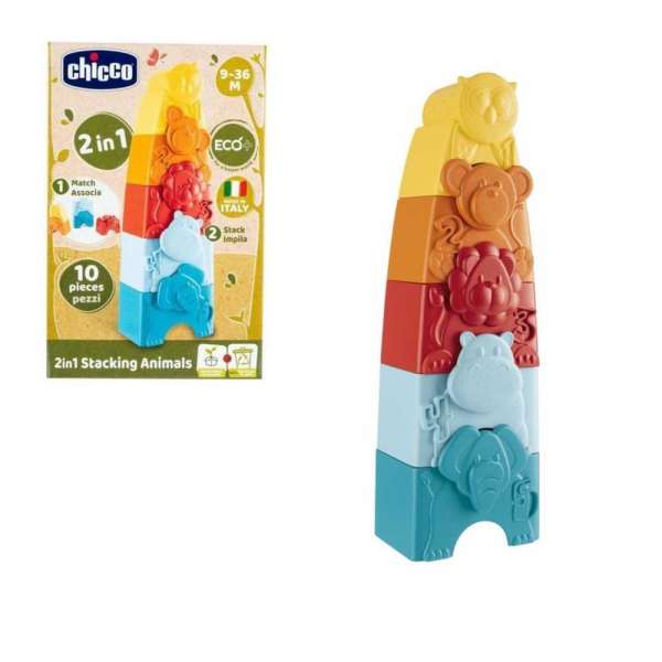 Chicco ECO slagalica toranj životinje 2u1, 6-36 M 