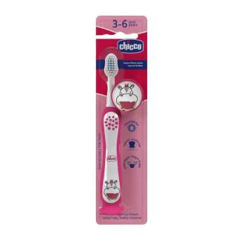 CHICCO CETKICA ZA ZUBE HIPPO, 3-6 GOD.,PINK 