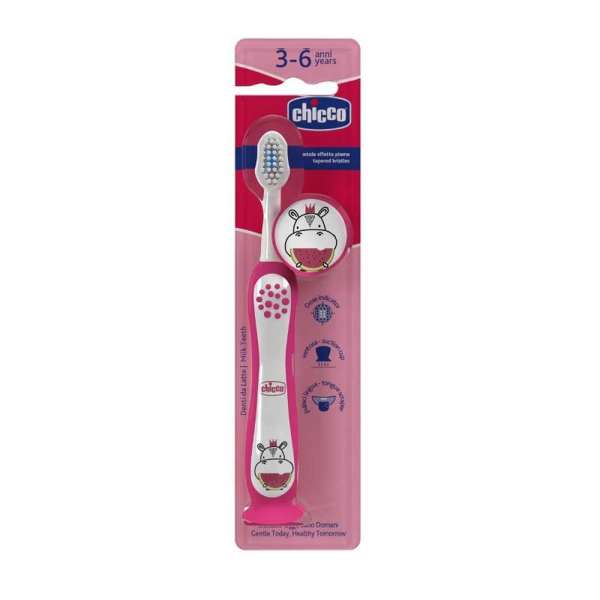 CHICCO CETKICA ZA ZUBE HIPPO, 3-6 GOD.,PINK 