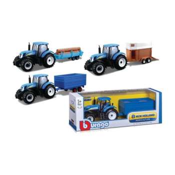 BURAGO 1/32  HOLLAND FARM TRAKTOR + PRIKOLICA 