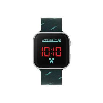 MINECRAFT BLACK PRINTED STRAP LED WATCH 