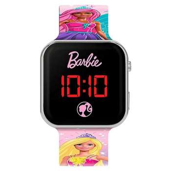 BARBIE PINK PRINTED STRAP LED WATCH 