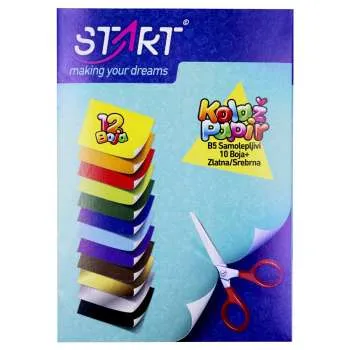 STR08237 START KOLAŽ PAPIR B5,12 BOJA 10 OSNOVNIH,ZLATNA,SREBRNA 