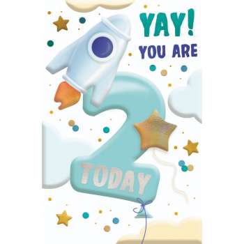 TMS18830 cESTITKA 3D HOOREY YAY! YOU ARE 2 TODAY (BOY) 