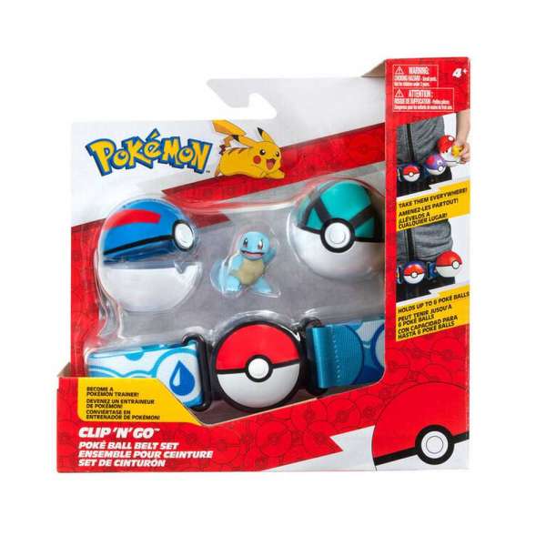 PKM: POKEMON CLIP N GO POKE BALL BELT SET - GREAT BALL, NET BALL, SQUIRTLE W13