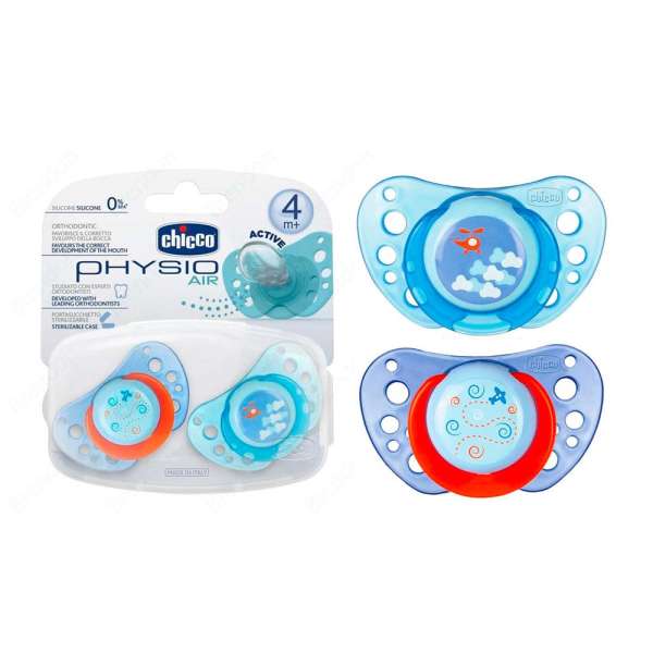 CHICCO LAZA GIOTTO PHYSIO AIR OD SILIKONA PLAVA 6-12M 2KOM 