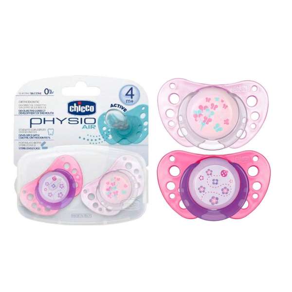 CHICCO LAZA GIOTTO PHYSIO AIR OD SILIKONA ROZE 6-12M 2KOM 
