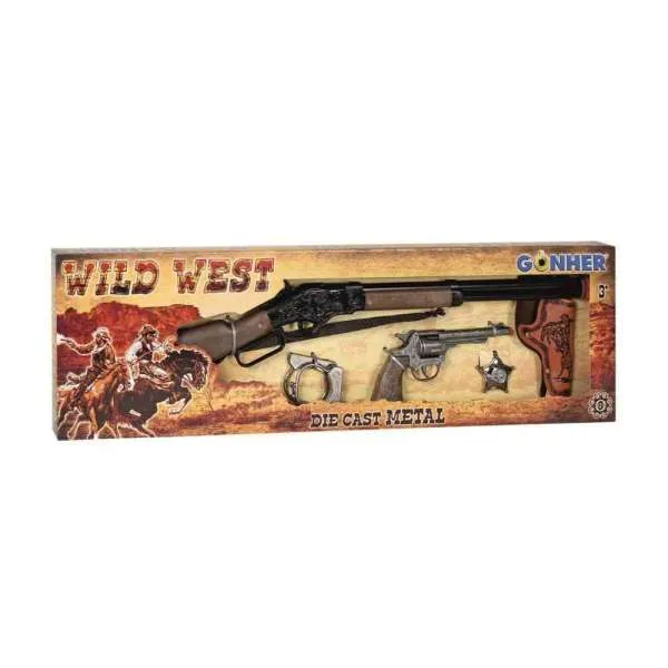 GN49805 WESTERN SET (PUŠKA, REVOL, LISICE, ZNAČKA, FUTR) 8 