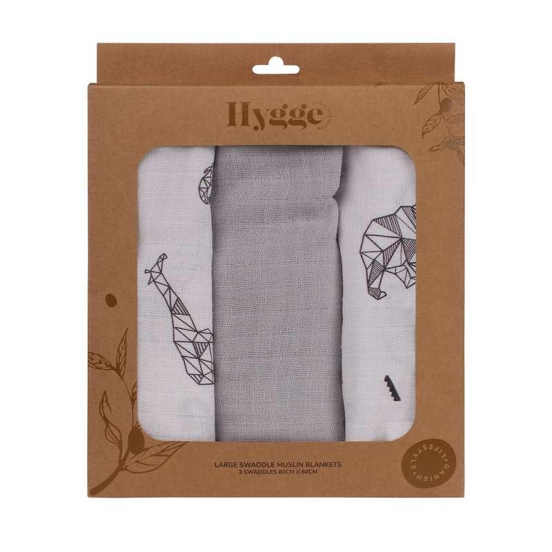 HYGGE TETRA PELENA OD MUSLINA MISTY GREY 3 KOM 80X80CM 