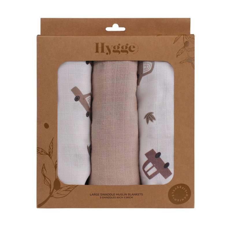 HYGGE TETRA PELENA OD MUSLINA COOKIE BEIGE 3 KOM 80X80CM 