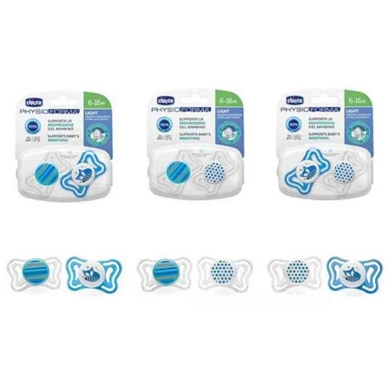 CHICCO DUDA PHYSIO LIGHT, 6M-16M, PLAVA, 2PCS