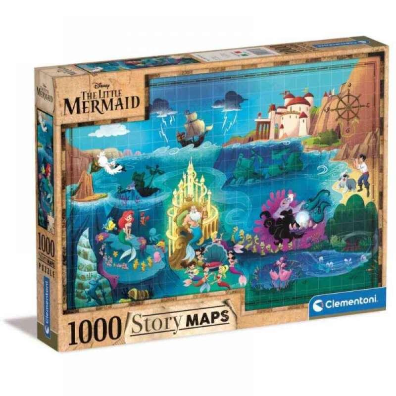 CLEMENTONI PUZZLE 1000 DISNEY MAPS LITTLE MERMAID 