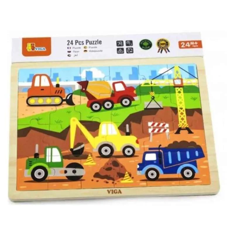 DRVENE PUZZLE RADNA VOZILA-24 KOM