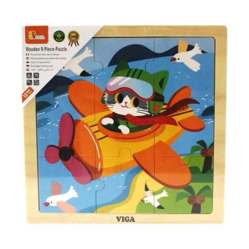 DRVENE PUZZLE AVION-9 KOM