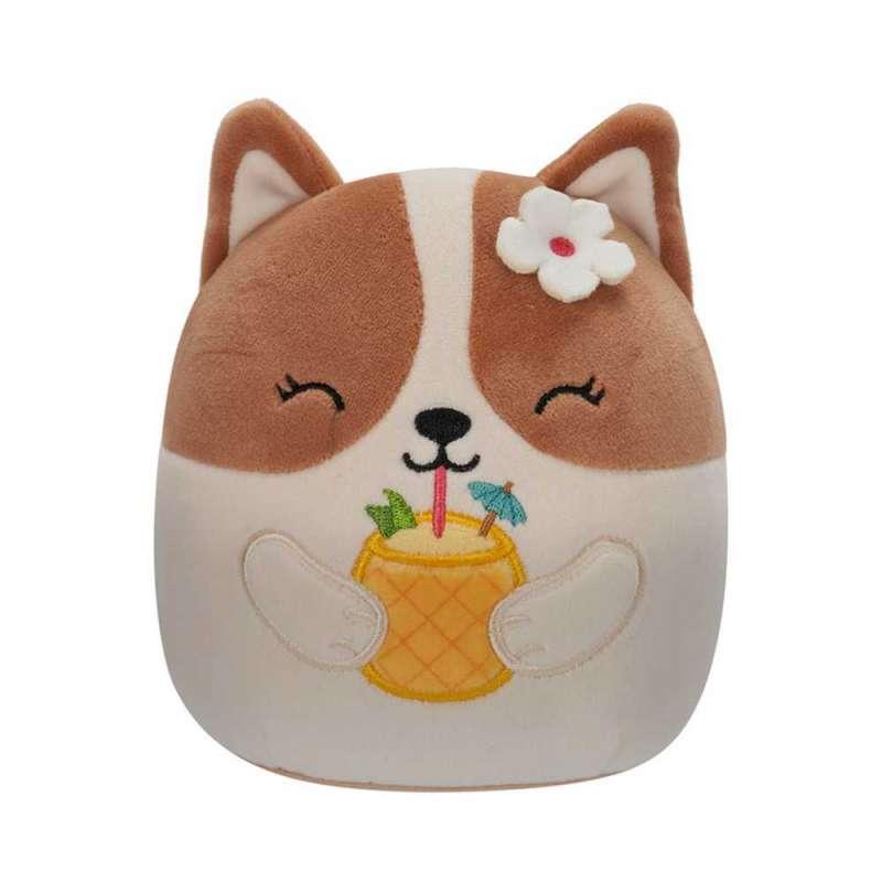 SQU:SQUISHMALLOWS 20 CM W19 - REGINA - SMEDJE-BIJELI KORGI S CVIJETOM 