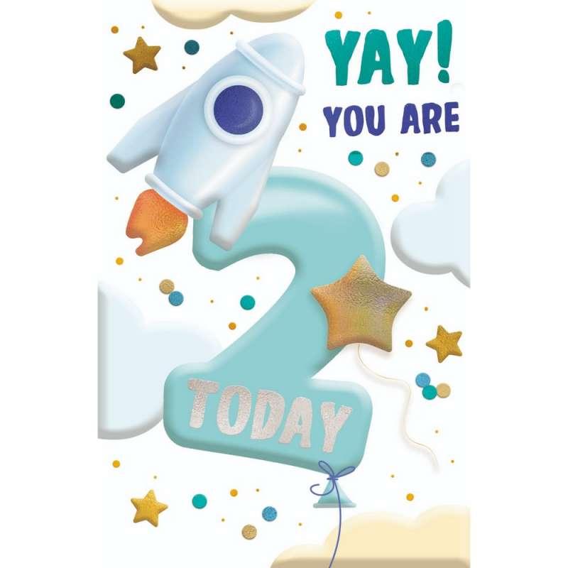 TMS18830 cESTITKA 3D HOOREY YAY! YOU ARE 2 TODAY (BOY) 