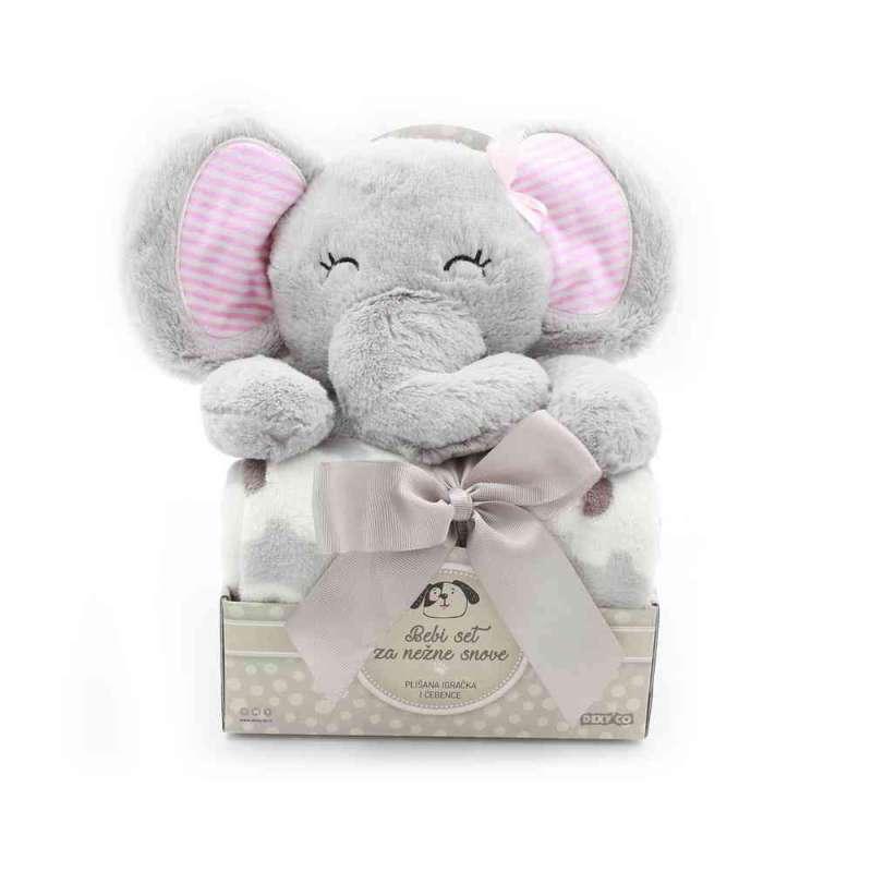 YD533707 SWEET DREAMS SET ZA NJEŽNE SNOVE IGRAČKA SLONIĆ SIVI