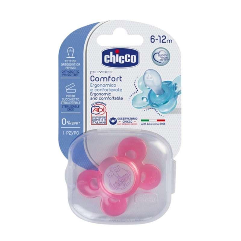 CHICCO LAZA GIOTTO COMFORT OD SILIKONA 6-12 1 KOM U KUTIJII ROZE 